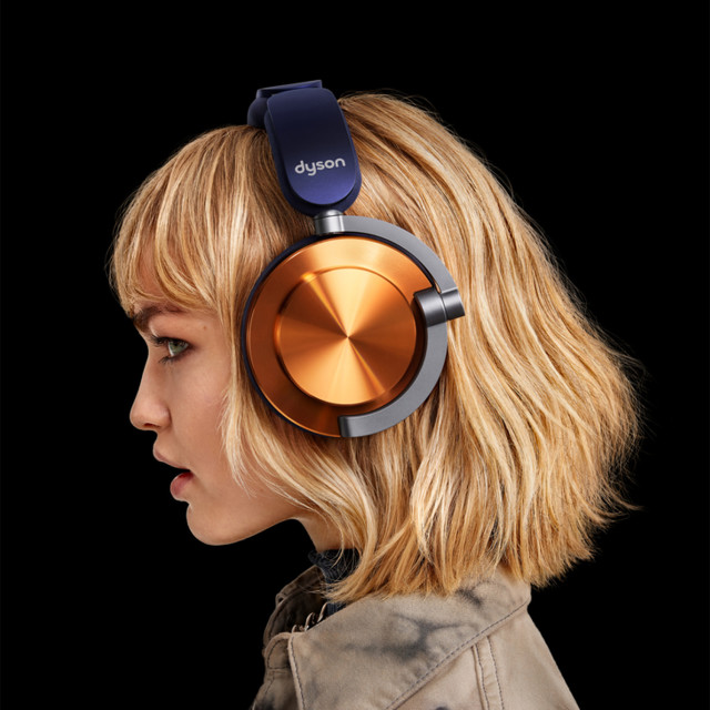 Dyson OnTrac Noise Cancelling Headphones - CNC Aluminium showing scale
