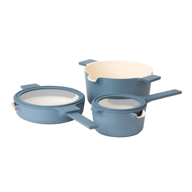Luxe Kitchen All-In-One Cookware Set, 3-Piece - Mid Blue angle