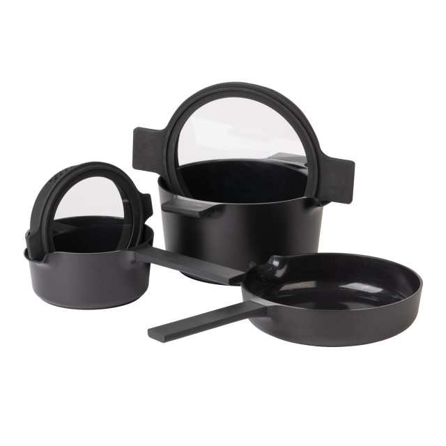Luxe Kitchen All-In-One Cookware Set, 3-Piece - Black