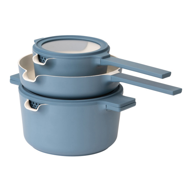Luxe Kitchen All-In-One Cookware Set, 3-Piece - Mid Blue angle