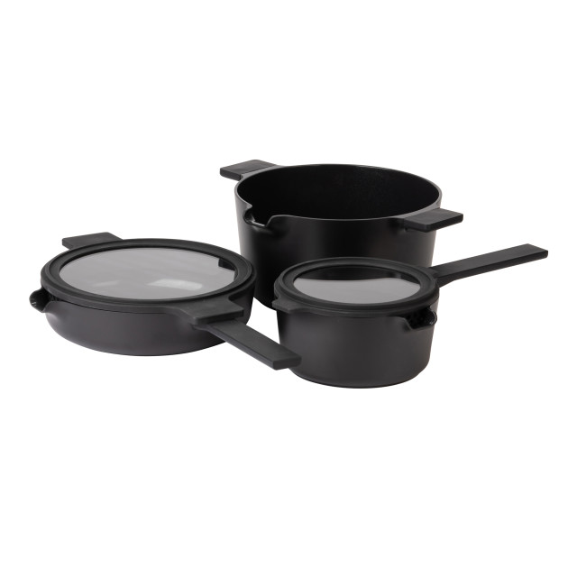 Luxe Kitchen All-In-One Cookware Set, 3-Piece - Black angle