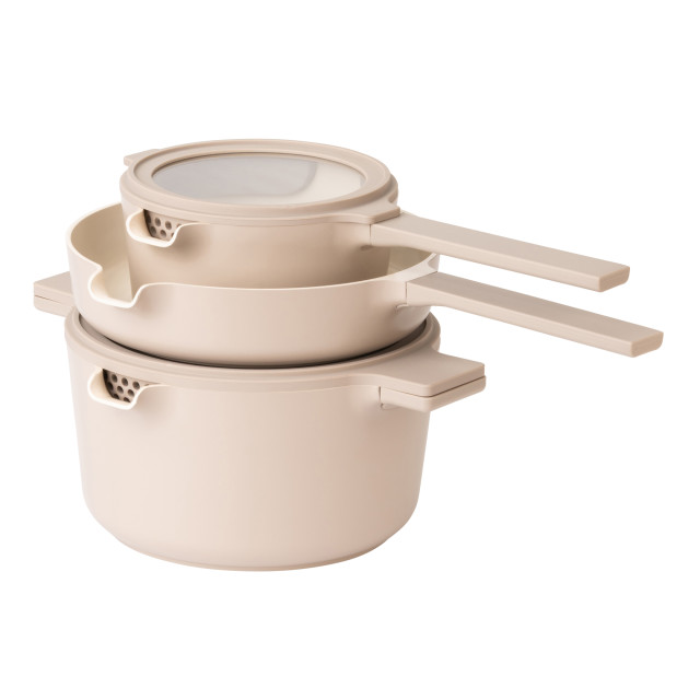 Luxe Kitchen All-In-One Cookware Set, 3-Piece - Beige angle