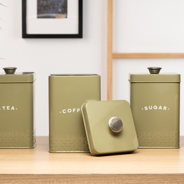 Artisan Street Sugar Storage Canister - Green with tea and coffee canisters