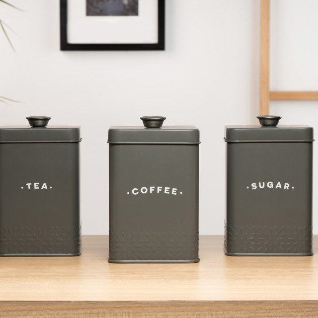 Artisan Street Sugar Storage Canister - Grey with tea and coffee canisters