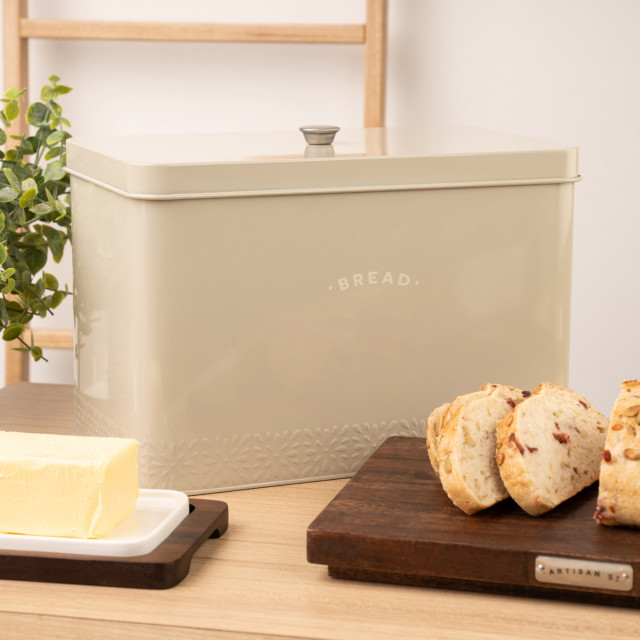 Artisan Street Bread Storage Bin - Neutral with bread on the counter
