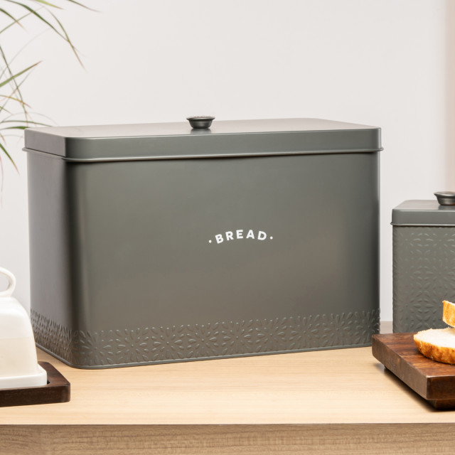 Artisan Street Bread Storage Bin - Grey on the counter