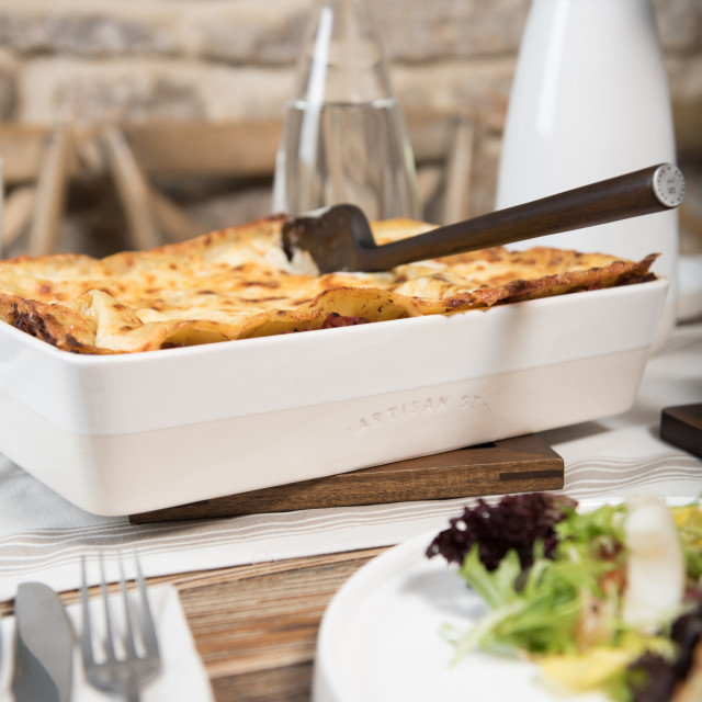 Artisan Street Large Rectangular Roaster, 33cm with lasagne