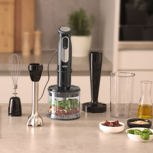 Braun MultiQuick 5 Pro Hand Blender And Chopper, 1000W on the kitchen counter
