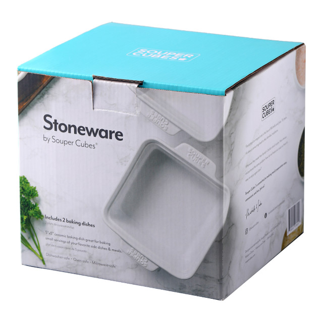 Souper Cubes Stoneware Baking Dishes, Set of 2 packaging