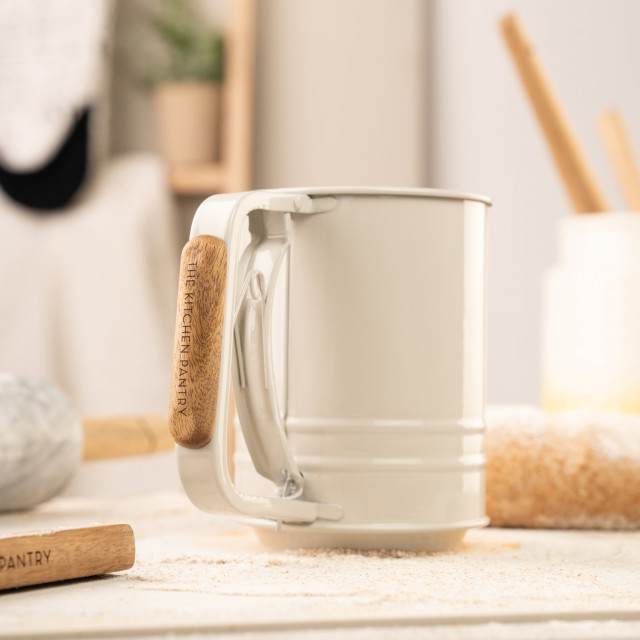 Kitchen Pantry Stainless Steel Flour Sifter on the kitchen counter