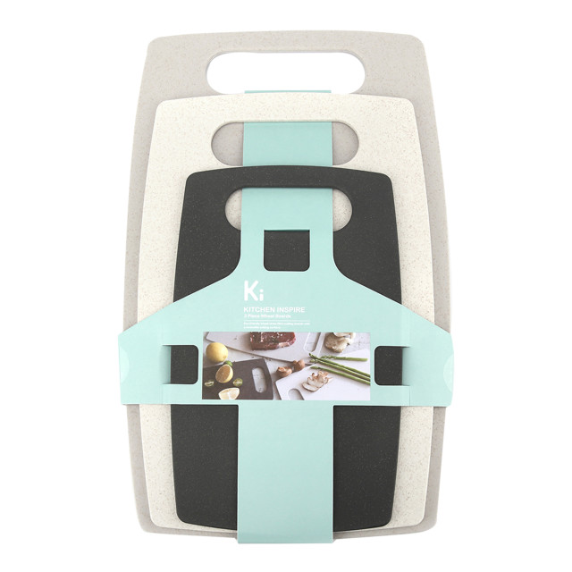 Kitchen Inspire Wheat Cutting Boards, 3-Piece packaging