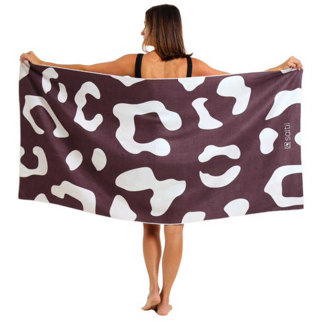 Saltii Neutral Animal Roses Beach Towel, 80cm x 160cm showing scale