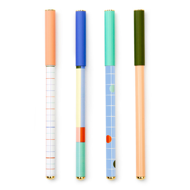 Kikkerland Metal Barrel Ballpoint Pens, Set of 4