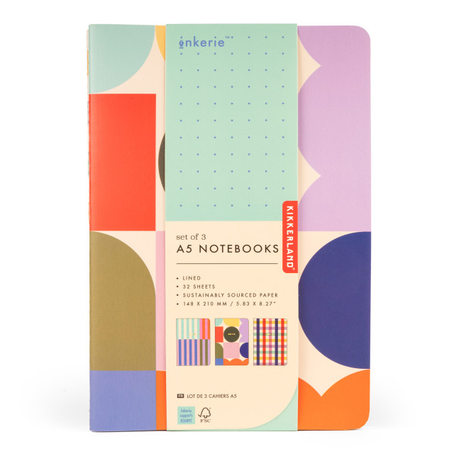 Kikkerland A5 Notebooks, Set of 3 packaging