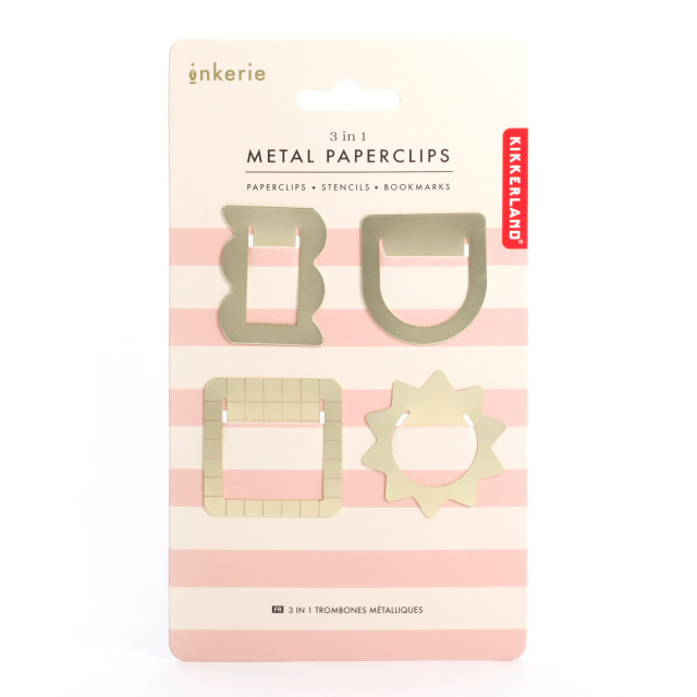 Kikkerland 3-in-1 Metal Paperclips packaging