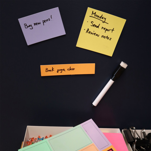 Kikkerland Memo Magnets Set on a black board