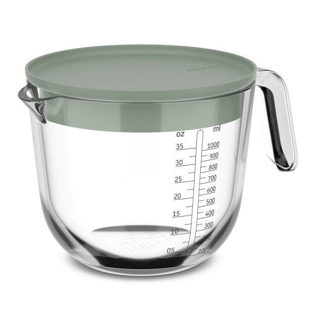 Mepal Chef It Glass Measuring Jug with Lid, 1L - Nordic Sage