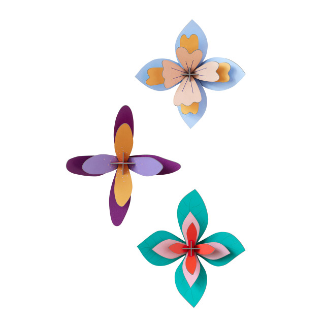 "Studio ROOF Small Wall Flowers Lavender Cocktail Paper Wall Art, Set of 3"