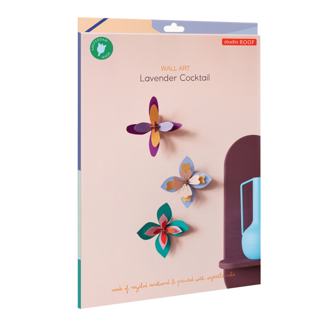 "Studio ROOF Small Wall Flowers Lavender Cocktail Paper Wall Art, Set of 3"