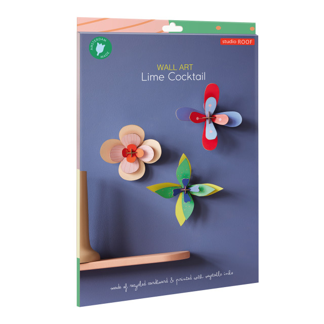 "Studio ROOF Small Wall Flowers Lime Cocktail Paper Wall Art, Set of 3"