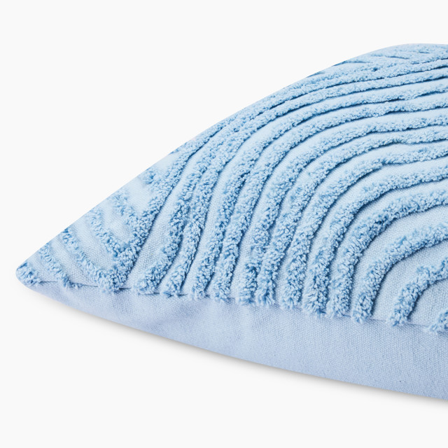Thread Office Blue Wave Embroidered Scatter Cushion with Feather Blend Inner, 60cm x 60cm close up