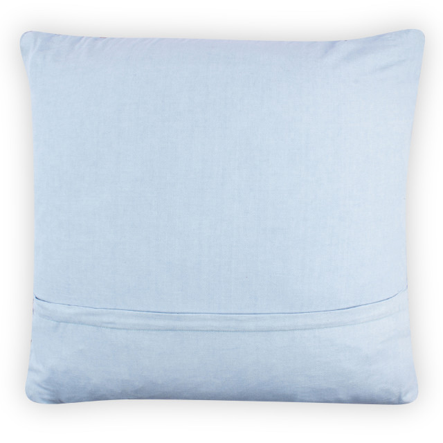 Thread Office Blue Wave Embroidered Scatter Cushion with Feather Blend Inner, 60cm x 60cm back view