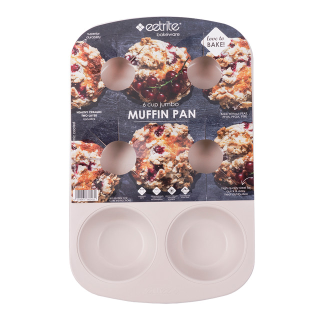 Eetrite Ceramic-Coated Jumbo Muffin Pan, 6 Cup