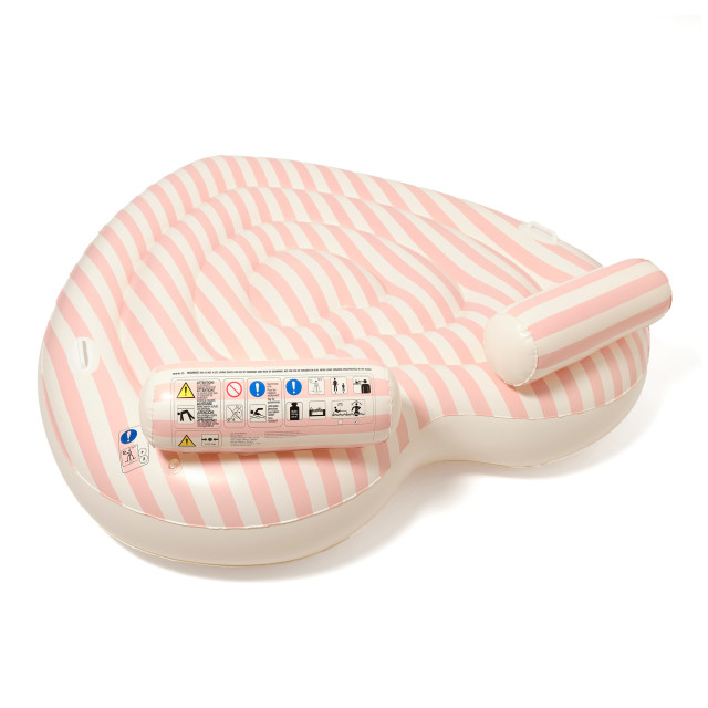 Sunnylife Twin Heart Lie-On Float - Stole My Heart Pink Stripe angle