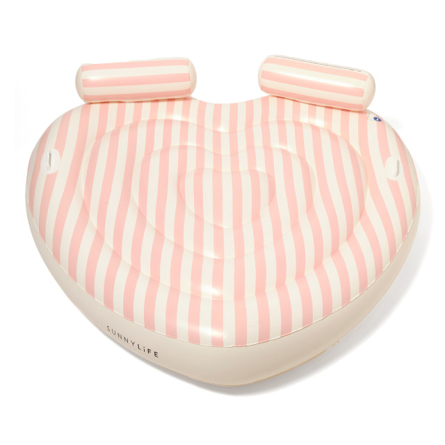 Sunnylife Twin Heart Lie-On Float - Stole My Heart Pink Stripe
