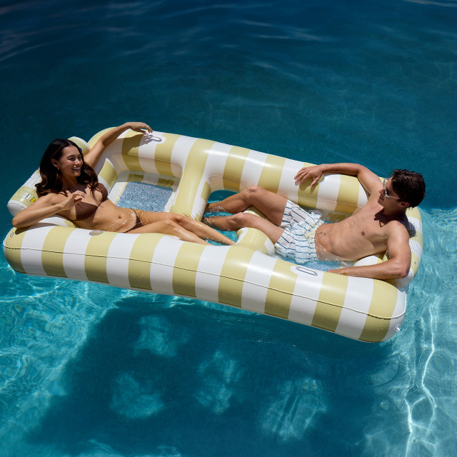 Sunnylife Twin Hammock Float - Casa Sand Stripe in a pool