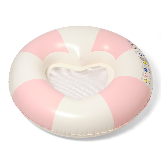 Sunnylife Luxe Tube Pool Ring - Stole My Heart Pink Stripe angle