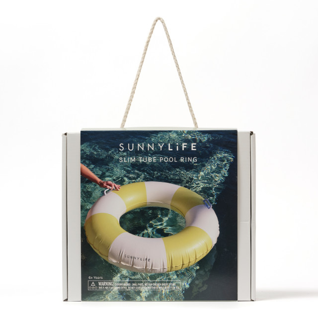 Sunnylife Slim Tube Pool Ring - Tides Out Citrus Stripe packaging