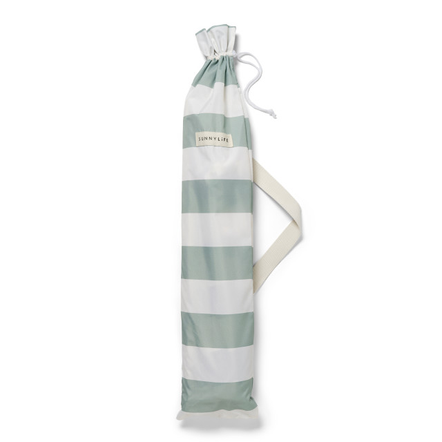 Sunnylife Compact Beach Umbrella - La Palma Sage Stripe packaging