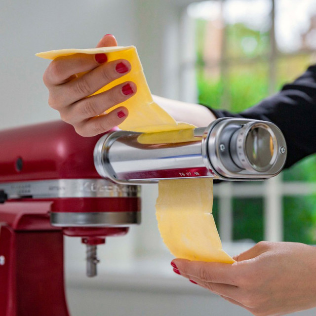 KitchenAid Stand Mixer Deluxe Pasta Roller Attachment Set with dough
