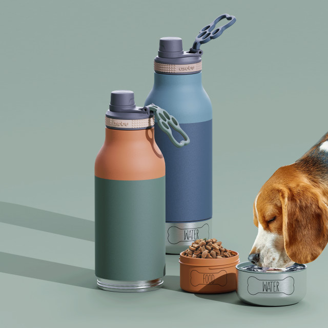 Asobu Vacuum Insulated Barky Buddy 3-in-1 Bottle - Pastel Blue