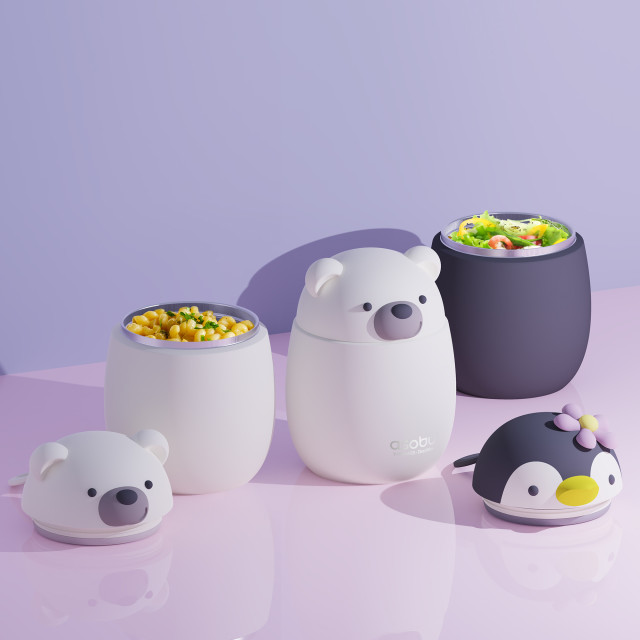 Asobu Vacuum Insulated Bestie Food Jar, 600ml - Penguin