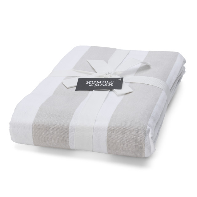 Humble & Mash Grey Striped Tablecloth - 10 Seater