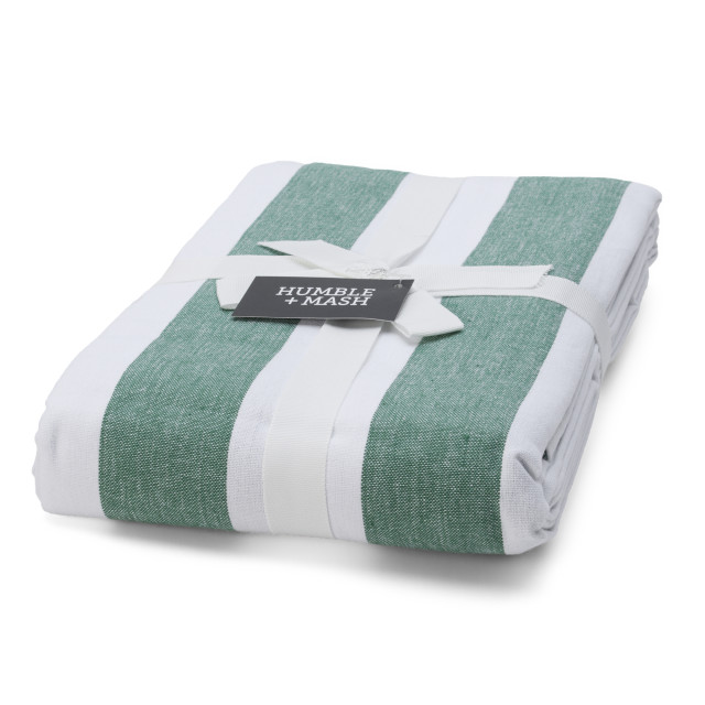 Humble & Mash Forest Green Striped Tablecloth - 12 Seater
