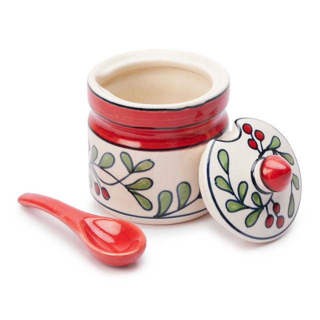 Humble & Mash Christmas Ceramic Sugar Bowl And Spoon, 8cm