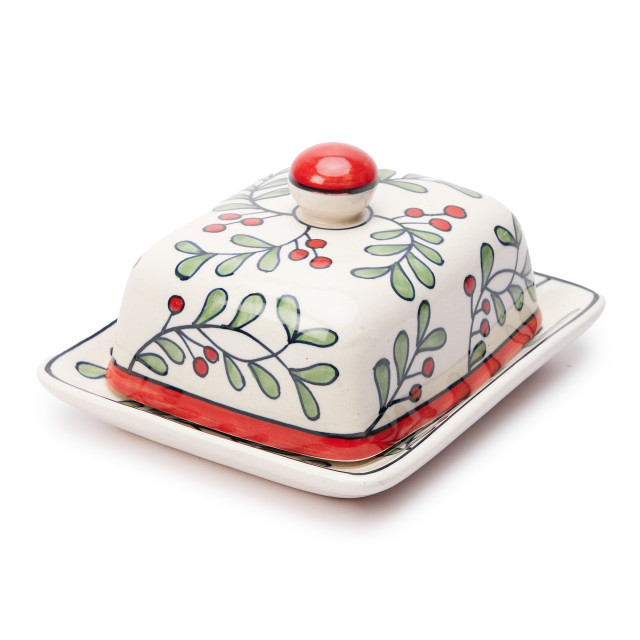 Humble & Mash Christmas Ceramic Butter Dish, 10.2cm