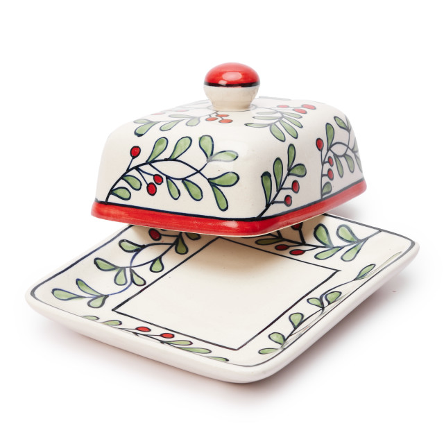 Humble & Mash Christmas Ceramic Butter Dish, 10.2cm