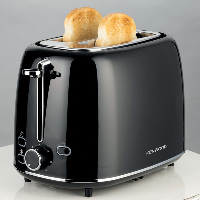 Kenwood Eterna 2-Slice Toaster, 930W - Black on the kitchen counter