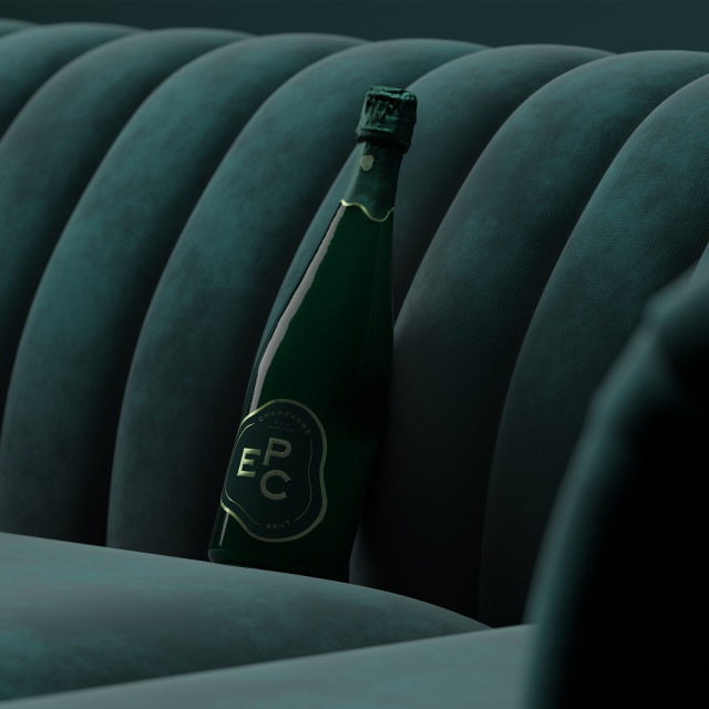 EPC Brut, 750ml on a couch