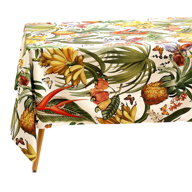 DSA Botanica Tropicana White Tablecloth - 10-Seater