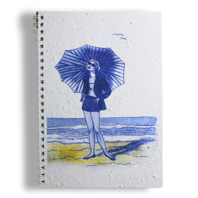 Growing Paper Girl On The Beach Notebook