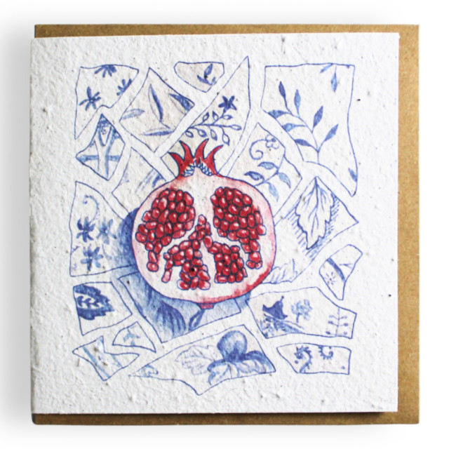 Growing Paper Pomegranate Greeting Card