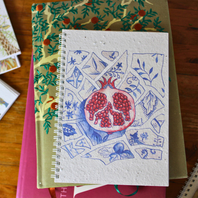 Growing Paper Pomegranate Notebook with other books
