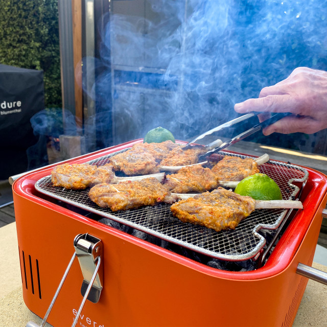 Everdure by Heston Blumenthal Hibachi Mesh Grill with meat