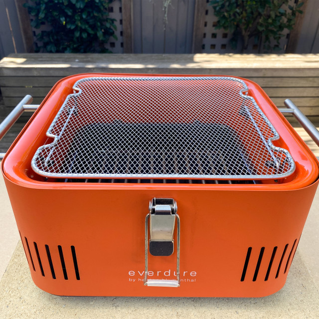 Everdure by Heston Blumenthal Hibachi Mesh Grill on a portable braai