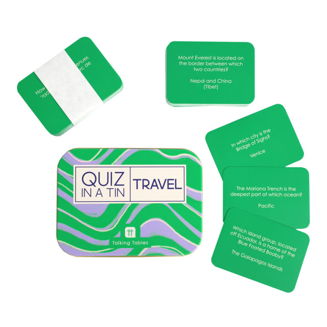 Talking Tables Quiz in a Tin Travel Trivia Game angle